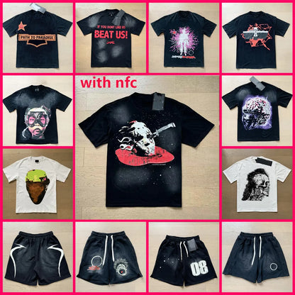 Mens Designer T Shirt NFC Graphic Tees Sport Shorts Hip Hop Short Sets Tracksuit Unisex Tops High Street Retro Women T-Shirts Eur Size S-Xl