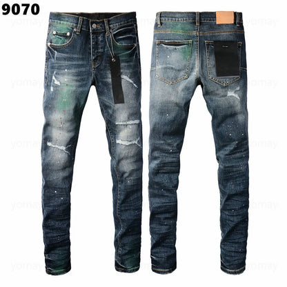 Designer Jeans Denim Mens Ripped Motorcycle Trousers Designers Denims Fashion Slim Fit Jeans Men Man Black High-End Quality Rock Hip Hop Pants