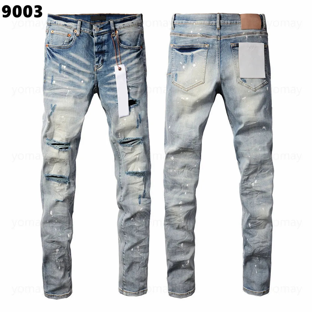 Designer Jeans Denim Mens Ripped Motorcycle Trousers Designers Denims Fashion Slim Fit Jeans Men Man Black High-End Quality Rock Hip Hop Pants