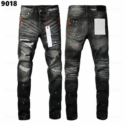 Designer Jeans Denim Mens Ripped Motorcycle Trousers Designers Denims Fashion Slim Fit Jeans Men Man Black High-End Quality Rock Hip Hop Pants