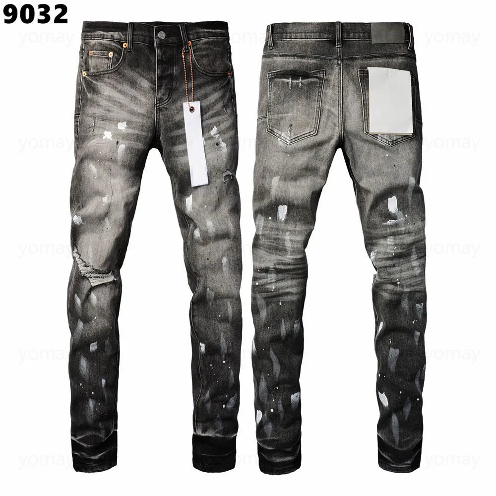 Designer Jeans Denim Mens Ripped Motorcycle Trousers Designers Denims Fashion Slim Fit Jeans Men Man Black High-End Quality Rock Hip Hop Pants