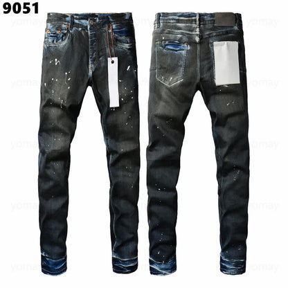 Designer Jeans Denim Mens Ripped Motorcycle Trousers Designers Denims Fashion Slim Fit Jeans Men Man Black High-End Quality Rock Hip Hop Pants