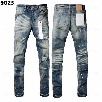 Designer Jeans Denim Mens Ripped Motorcycle Trousers Designers Denims Fashion Slim Fit Jeans Men Man Black High-End Quality Rock Hip Hop Pants