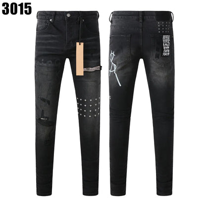 Designer Jeans Denim Mens Ripped Motorcycle Trousers Designers Denims Fashion Slim Fit Jeans Men Man Black High-End Quality Rock Hip Hop Pants
