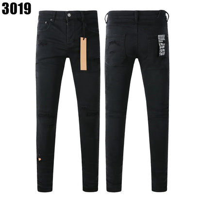 Designer Jeans Denim Mens Ripped Motorcycle Trousers Designers Denims Fashion Slim Fit Jeans Men Man Black High-End Quality Rock Hip Hop Pants