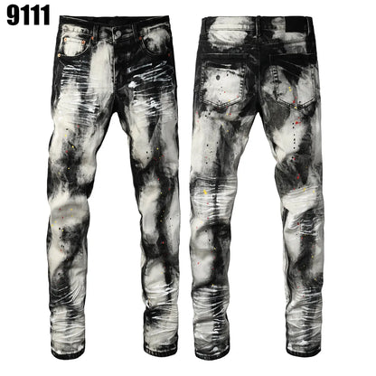 Designer Jeans Denim Mens Ripped Motorcycle Trousers Designers Denims Fashion Slim Fit Jeans Men Man Black High-End Quality Rock Hip Hop Pants