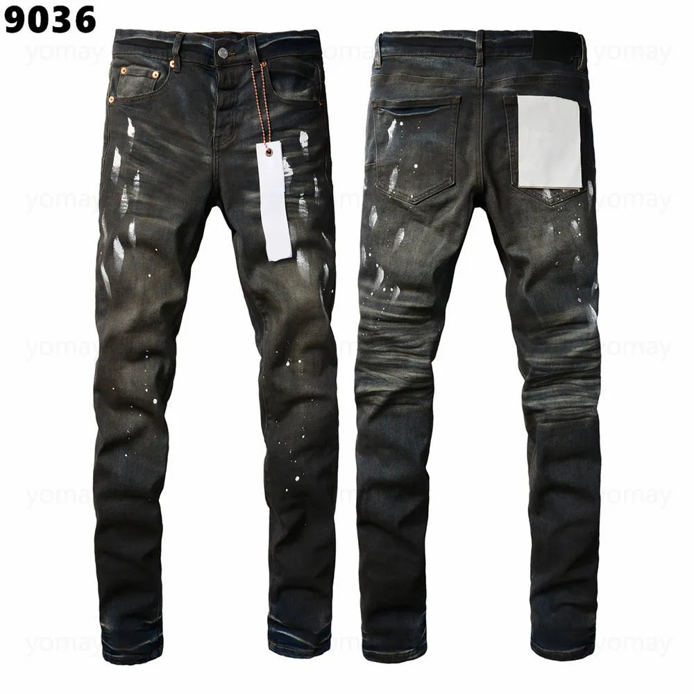 Designer Jeans Denim Mens Ripped Motorcycle Trousers Designers Denims Fashion Slim Fit Jeans Men Man Black High-End Quality Rock Hip Hop Pants