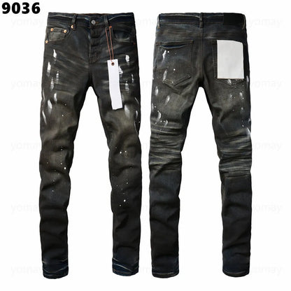 Designer Jeans Denim Mens Ripped Motorcycle Trousers Designers Denims Fashion Slim Fit Jeans Men Man Black High-End Quality Rock Hip Hop Pants