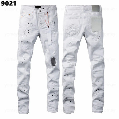Designer Jeans Denim Mens Ripped Motorcycle Trousers Designers Denims Fashion Slim Fit Jeans Men Man Black High-End Quality Rock Hip Hop Pants