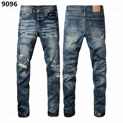 Designer Jeans Denim Mens Ripped Motorcycle Trousers Designers Denims Fashion Slim Fit Jeans Men Man Black High-End Quality Rock Hip Hop Pants